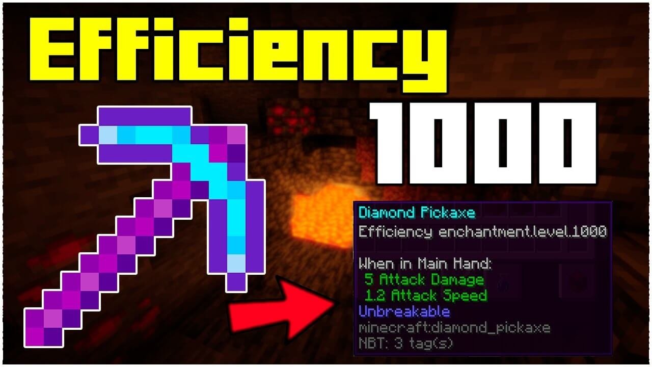How to get efficiency 1000 in minecraft command java